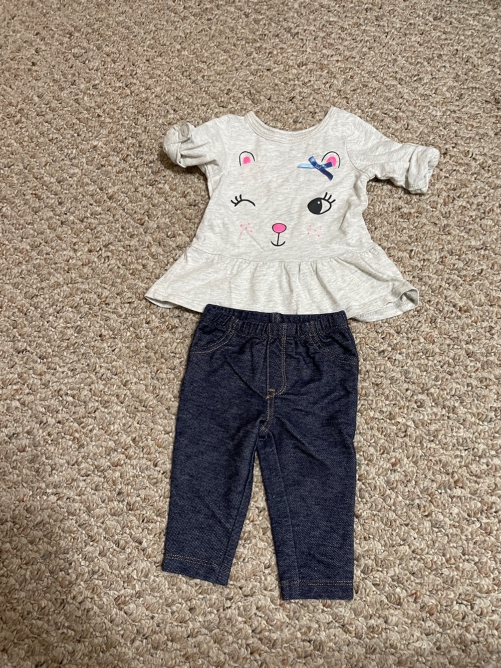Carter’s Baby Mouse Top and Navy Jeggings Set - Pink & Navy